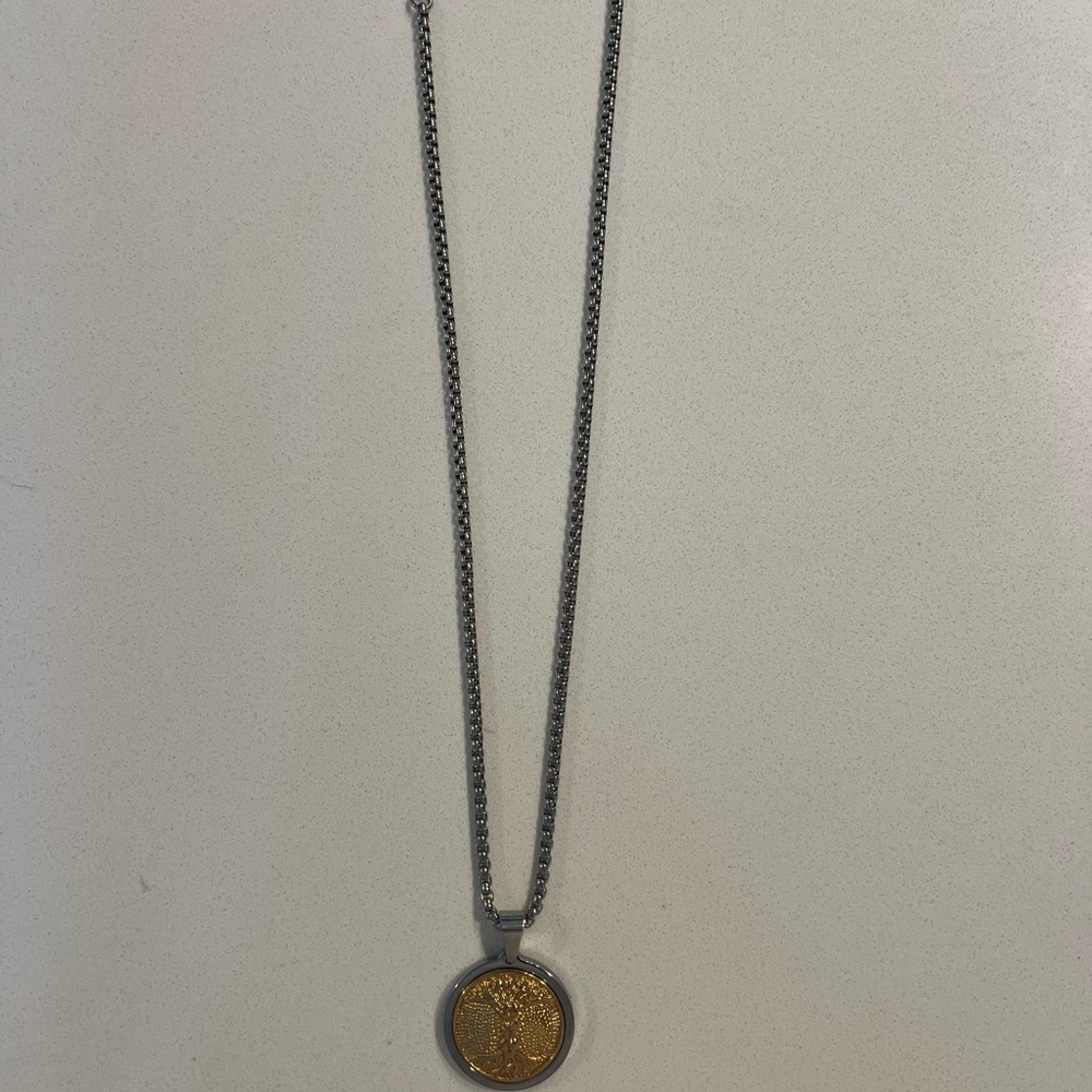 Two-Tone Coin Pendant Necklace